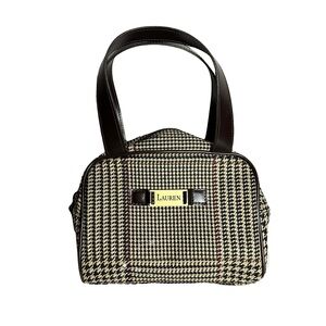 Ralph Lauren Houndstooth Shoulder Bag - Black and Cream